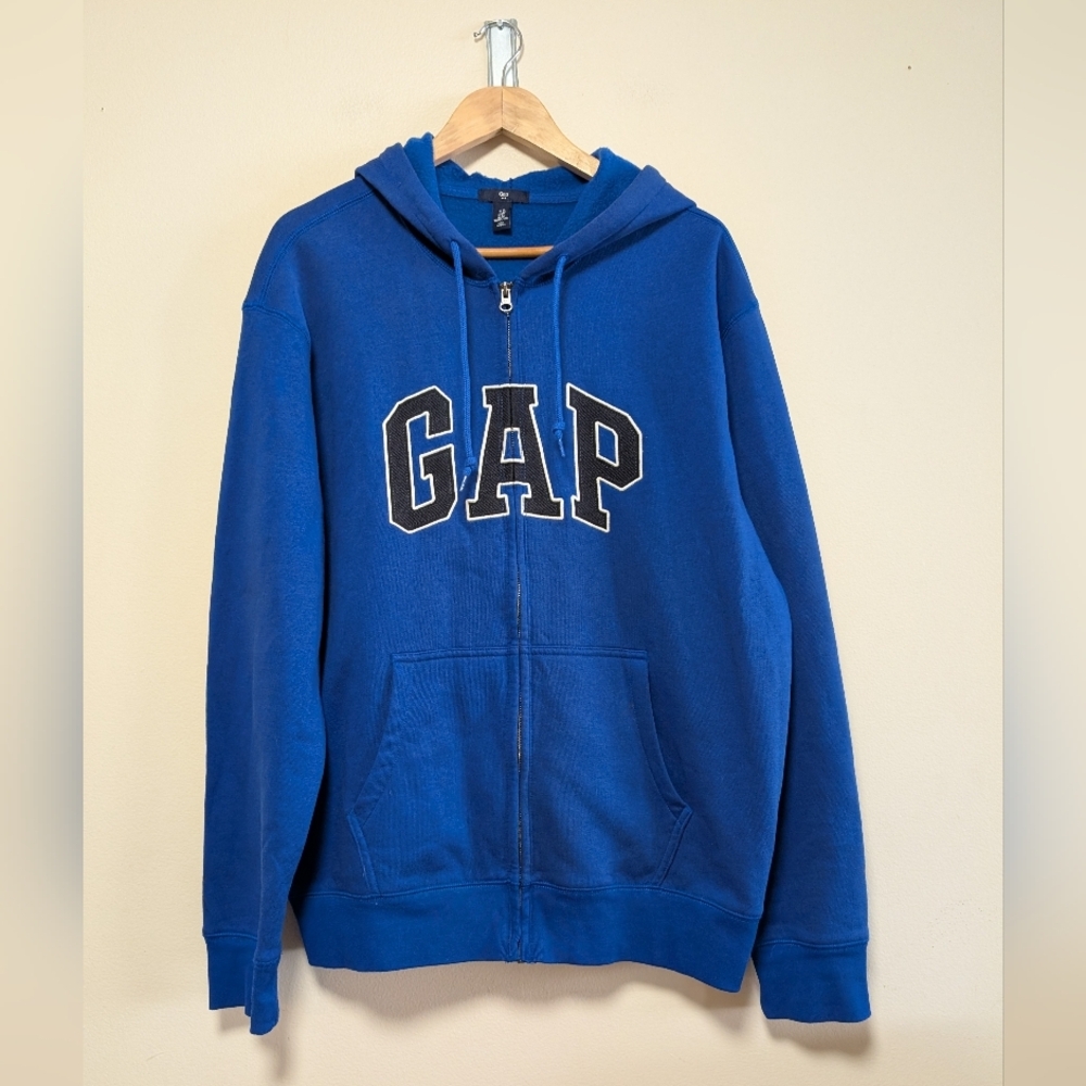 GAP Royal Blue Logo Zip Hoodie – Unisex XL